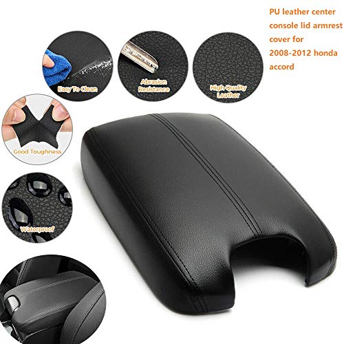 Lucky Seven Black Leather Suture Console Armrest Lid Cover fits - Product Imagery