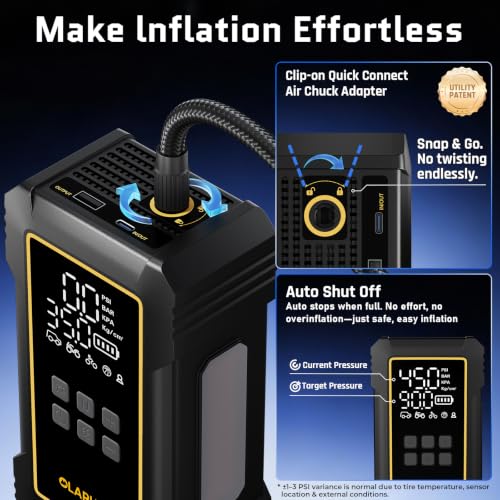 OlarHike 12000mAh Heavy Duty Tire Inflator Portable Air - Product Imagery