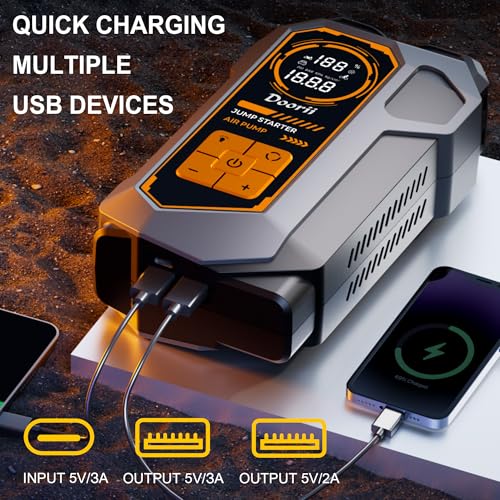 6000A Jump Starter with Air Compressor, 10-in-1 Car Jumper - Product Imagery