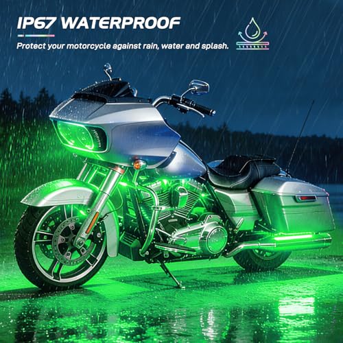 Nilight 8PCS Motorcycle RGB Led Light Kit Waterproof Multi-Color - Product Imagery
