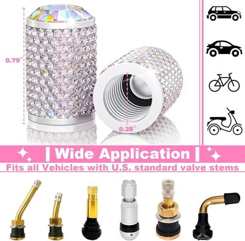 4Pcs Car Tire Valve Stem Caps Colorful Bling Car Accessories - Product Imagery