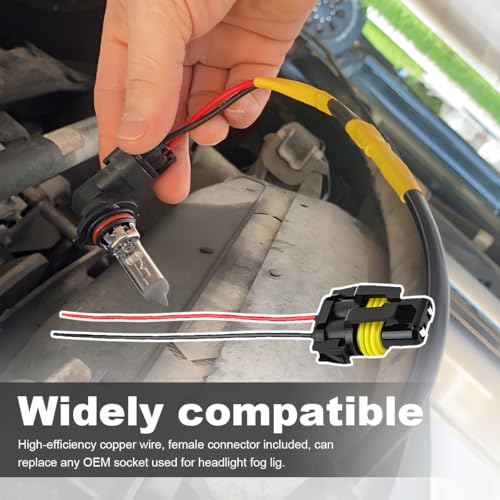 KVAEY 2 PCS Wiring Harness Headlight Socket, 9005 9006 HB3 HB4 - Product Imagery