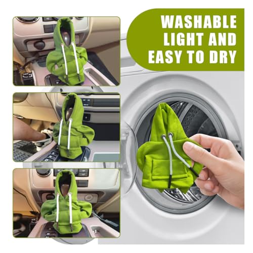 JOYCOURT Car Gear Shift Hoodie Auto Shifter Knob Cover, Green - Product Imagery