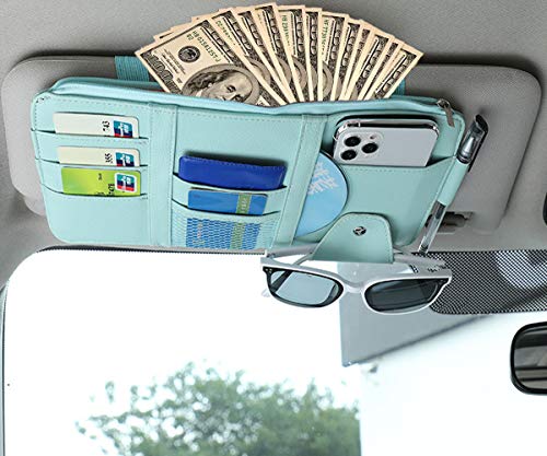 Blue Car Sun Visor Organizer, Lightweight Travel Document Visor - Product Imagery