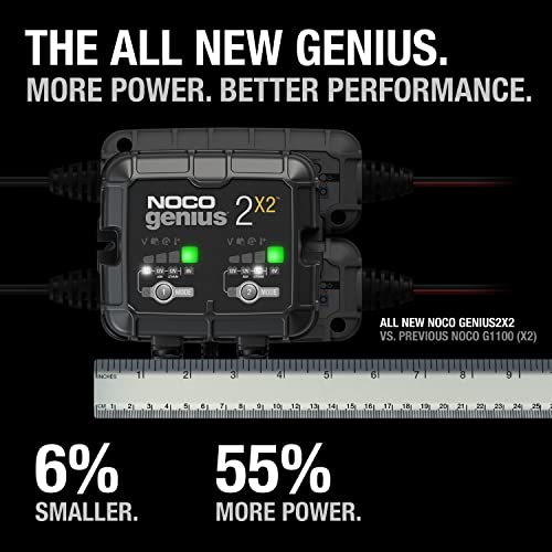 NOCO GENIUS2X2 6/12V 2-Bank Battery Charger, Trickle Charger & - Product Imagery