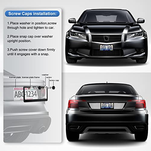 QUANQIUFEI 2 Pack License Plate Frames, Stainless Steel Car - Product Imagery