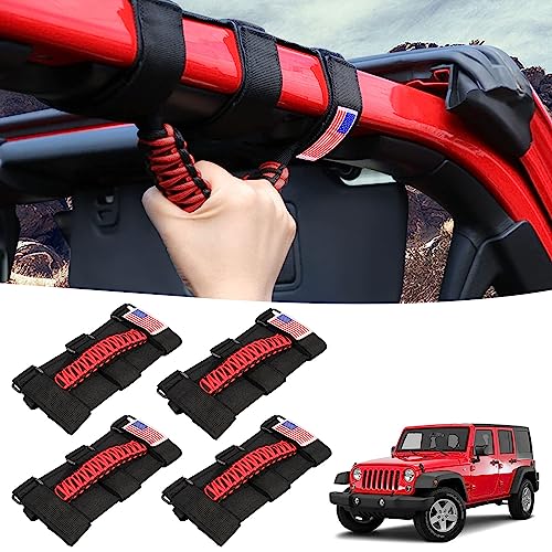 GAIZON 4 Pack Grab Handles Paracord Roll Bar for Jeep Wrangler - Product Imagery