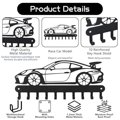 Car Metal Key Holder for Wall - Product Imagery