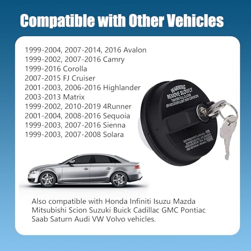 1 PC Car Fuel Tank Cap with Lock and Key, ABS Plastic Anti-theft - Product Imagery
