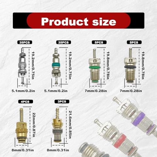 102Pcs Air Conditioning Valve Core Accessories Kit, A/C R12 - Product Imagery