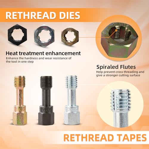 61Pcs Thread Chaser Repair Kit, Rethread Repair Tool, UNC UNF & - Product Imagery