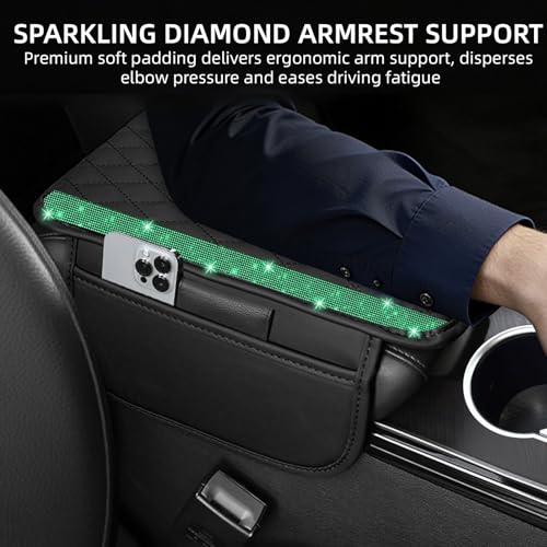 NBTEPEM Bling Car Center Console Cover, Leather Car Arm Rest - Product Imagery