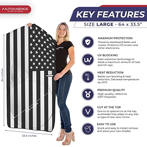 Autoamerics Truck Windshield Sun Shade - American Flag, 64 x - Product Imagery