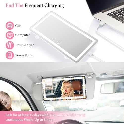 SINGARO Car Sun Visor Vanity Mirror - Rechargeable Makeup Mirror - Product Imagery