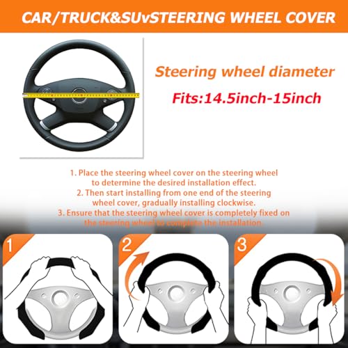 Zpana Carbon Fiber Car Steering Wheel Cover, Non-Slip - Product Imagery