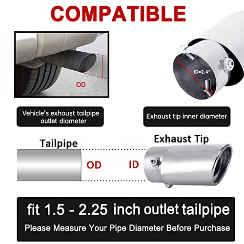 Dsycar Universal Stainless Steel 1.5" - 2.25" Inlet Exhaust - Product Imagery