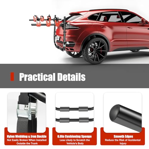 Car Bicycle Rack 3-Bike, Vehicle Trunk Mount Bike Rack F Frame - Product Imagery