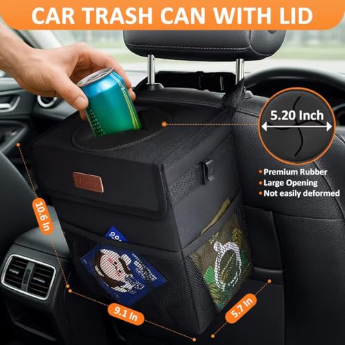 Vankor Car Trash Can with Lid Leak Proof Car Accessories for - Product Imagery