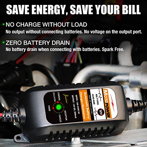 MOTOPOWER MP00205A 12V 800mA Automatic Battery Charger, - Product Imagery