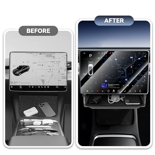 Hideable Under Screen Storage Organizer for Tesla Model Y & 3 - Product Imagery