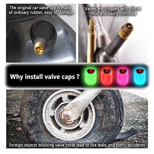16PCS Fluorescent Tire Valve Stem Caps,Luminous Auto Wheel Air - Product Imagery