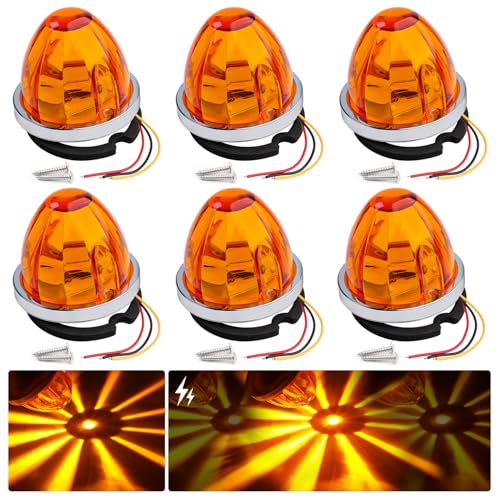 TMH 6 Pcs Watermelon Amber LED Strobe & Steady Marker Lights - Product Imagery