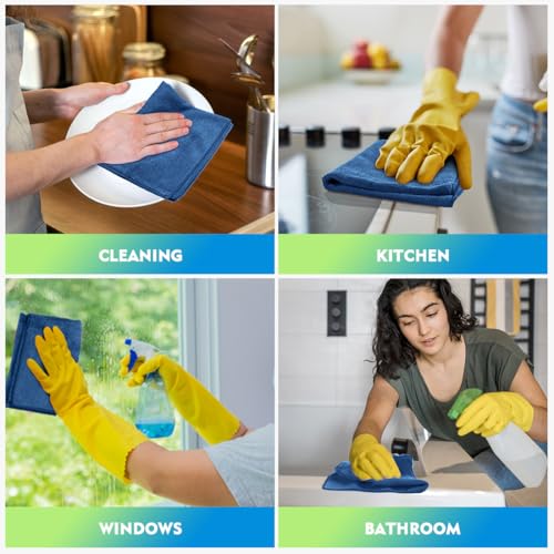 HOMEXCEL Lake Green Microfiber Cleaning Cloth 12 Pack 12.5 x - Product Imagery
