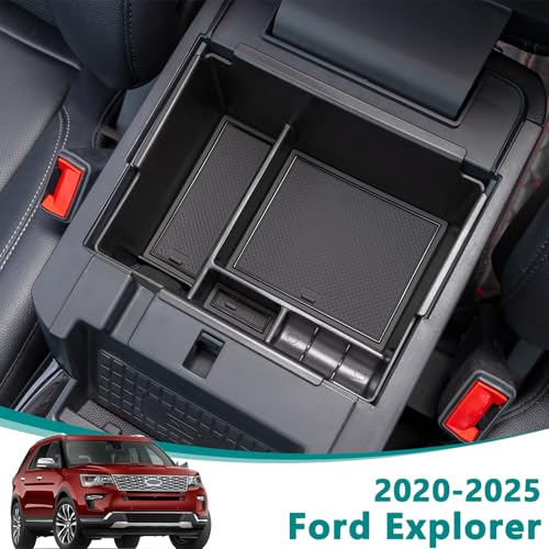 TOPINSTALL Black Deep Center Console Tray for 2020-2026 Ford - Product Imagery