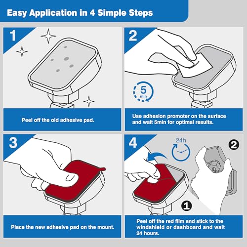 Tapsi 4-Pack Dash Cam Adhesive Replacement Pads, 2 Square & 2 - Product Imagery