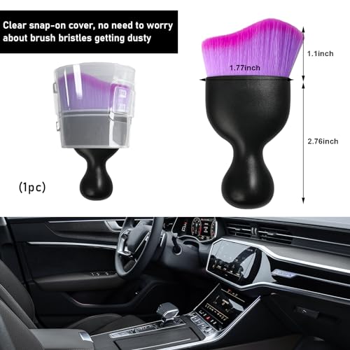 Ziciner Car Detailing Brush, Curved Soft Bristles Auto Removal - Product Imagery