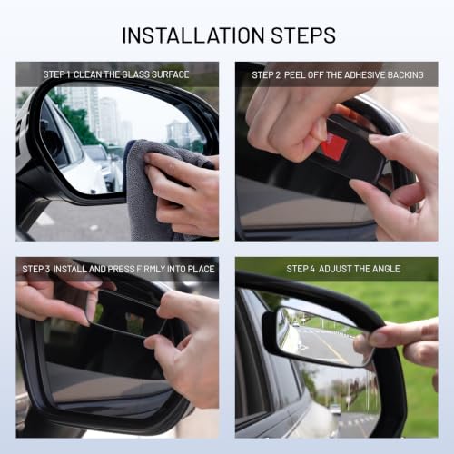 WildAuto Blind Spot Mirror, Rectangle Adjustable Car Auxiliary - Product Imagery