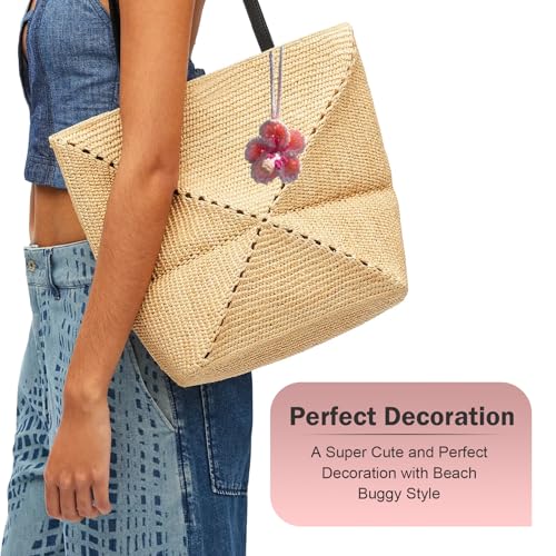 Car Hanging Ornament, Cute Crocheted Hibiscus Flower Decoration, - Product Imagery