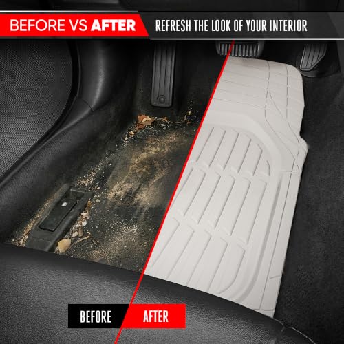 MotorTrend FlexTough White Car Floor Mats Rubber All Weather - Product Imagery