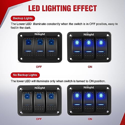 Nilight 16AWG LED Light Bar Wiring Harness Kit-6 Leads - Product Imagery