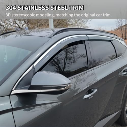 Tape on Window Deflector Fit Hyundai Tucson 2022-2026 Rain Guard - Product Imagery