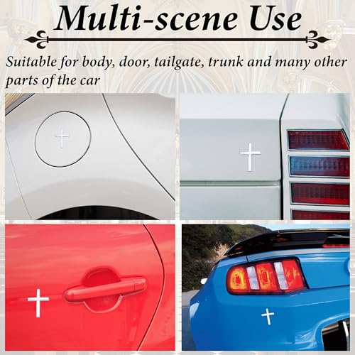 Metal Cross Decals for Cars, 2.5"×1.8" Christian Car Emblem - Product Imagery