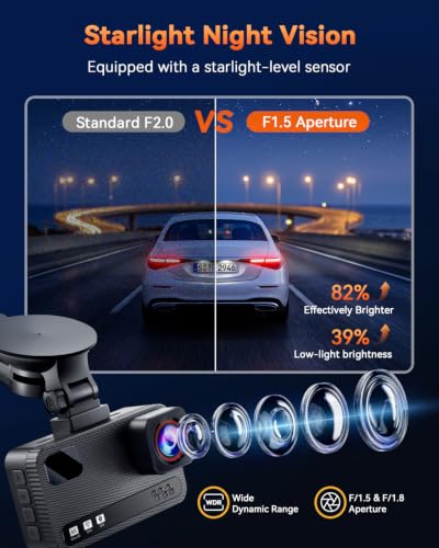 Front 4K + Rear 4K Dual Dash Cam Front and Rear，Free 128GB Card - Product Imagery