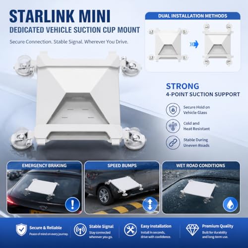Starlink Mini Suction Cup Mount for Car Sunroof or Window, - Product Imagery