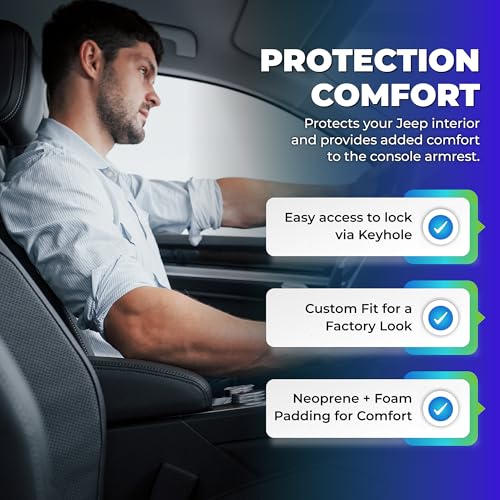 Neoprene Console Cover Armrest Pad with Keyhole Compatible with - Product Imagery