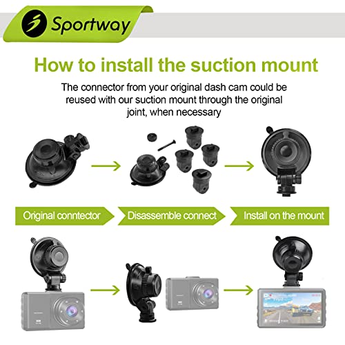 Sportway S504 Suction Cup Dash Cam Mount Holder (5th Gen) with - Product Imagery
