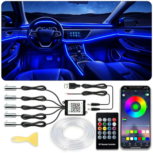 Jushope Interior Car LED Strip Lights, RGB 5 in 1 Car Ambient - Product Imagery