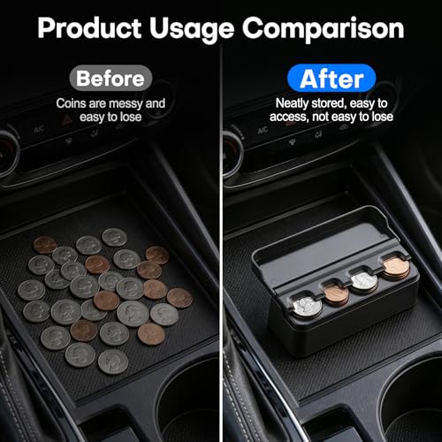 SINGARO Coin Holder for Car, Coin Change Organizer Compatible - Product Imagery