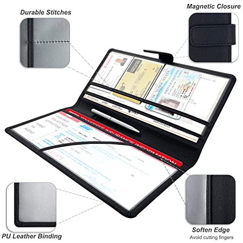 RSAquar Car Registration and Insurance Holder, Leather Car Glove - Product Imagery