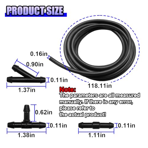7PCS Car Windshield Washer Hose Kit, 3 Meter Washer Fluid Hose & - Product Imagery