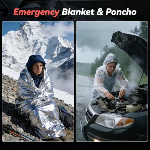 Car Emergency Safety Kit Bag with Jumper Cables, Tire Pressure - Product Imagery