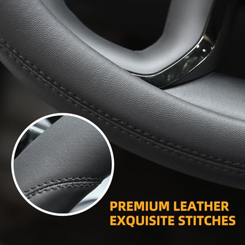 Valleycomfy Microfiber Leather Steering Wheel Cover Universal 15 - Product Imagery