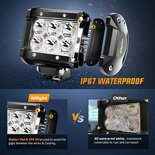 Nilight Led Pods 2Pcs 18W 1260LM Spot Off Road Lights Super - Product Imagery