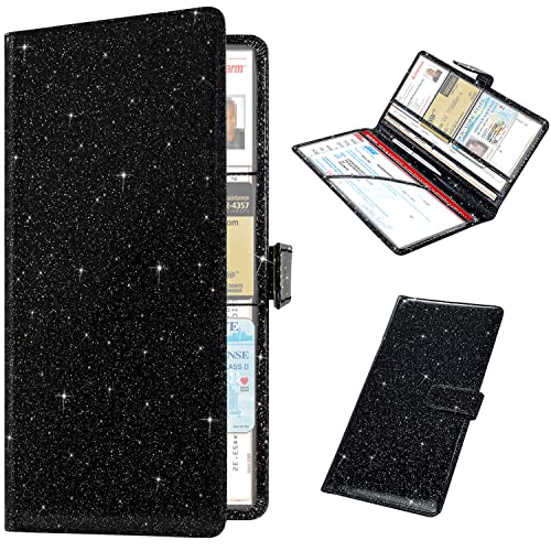 RSAquar Car Registration and Insurance Holder, Black Glitter - Product Imagery