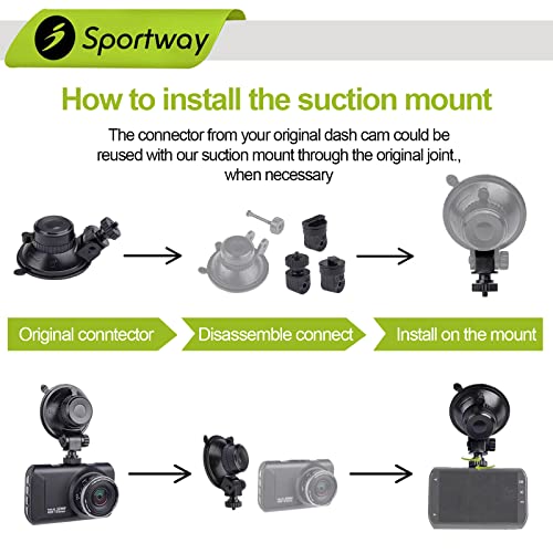 Sportway S501 Dash Cam Suction Mount Holder (5th Gen), - Product Imagery