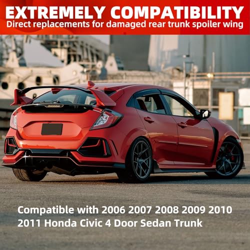 ECOTRIC Trunk Spoiler Wing Compatible with 2006-2011 Honda Civic - Product Imagery